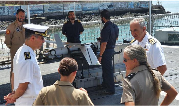 MG Shawley (right) and BG Jackson (left) on board EUNAVFOR Flagship ESPS Santa Maria