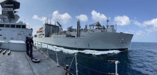 USNS SHEPARD & ITS CARLO BERGAMINI during the RAS manoeuvre