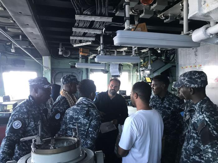 Fisheries Inspectors and Somali Police Force Coast Guard Department training on board ESPS CANARIAS