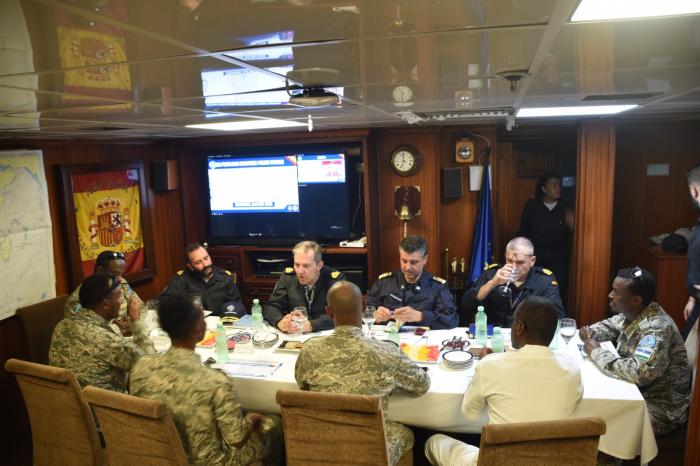 EUNAVFOR and Puntland Maritime Force personnel during the meeeting