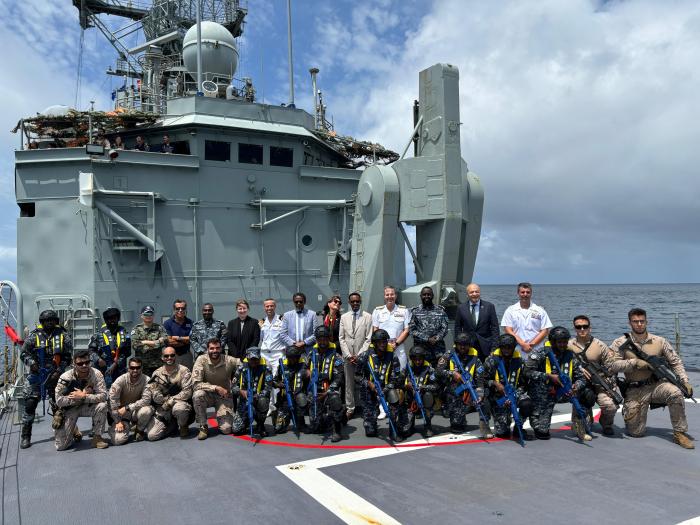 Somali and EU High-level delegations on board ESPS NUMANCIA during the Capacity Building exercise in vicinity of Mogadishu