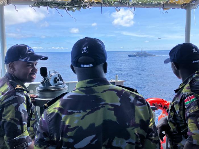 Kenyan Navy officers on board EUNAVFOR ATALANTA flagship ESPS SANTA MARIA