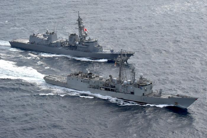 EUNAVFOR flagship ESPS SANTA MARIA and JS MURASAME