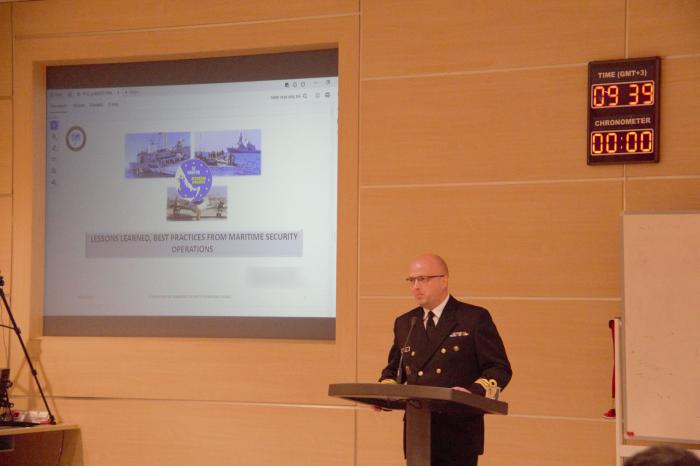 EUNAVFOR ATALANTA representative during his briefing.