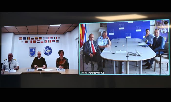 ATALANTA Operation Commander and the EU Ambassador to Madagascar during the virtual meeting