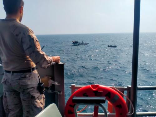 EUNAVFOR ATALANTA asset approaching the fishing boat AL NAJMA